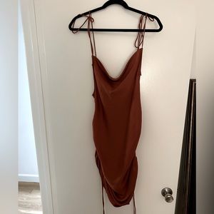 Burnt orange side tie dress